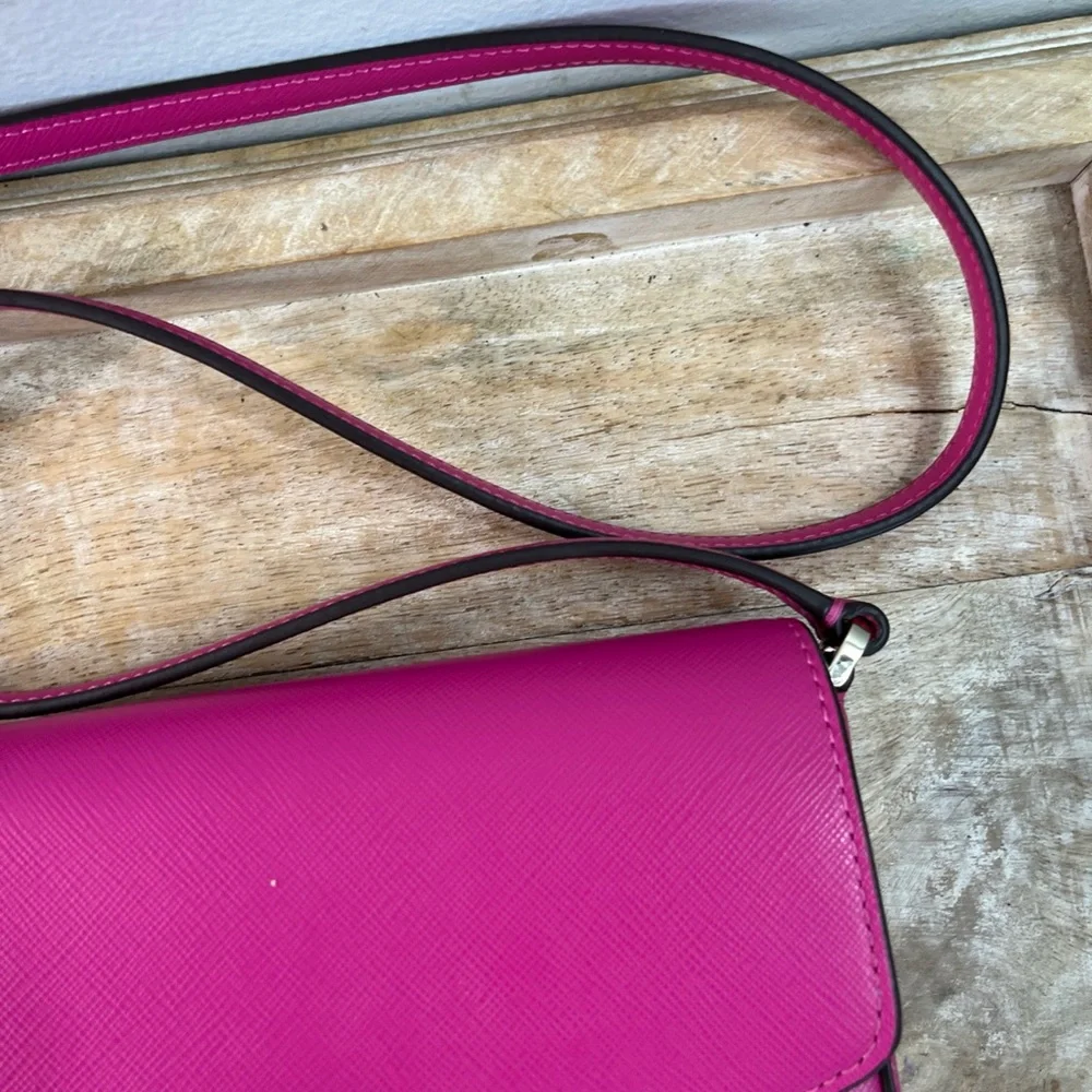 Kate Spade Sadie Envelope Crossbody Purse in Candied Plum Pink Leather - Picture 2 of 16